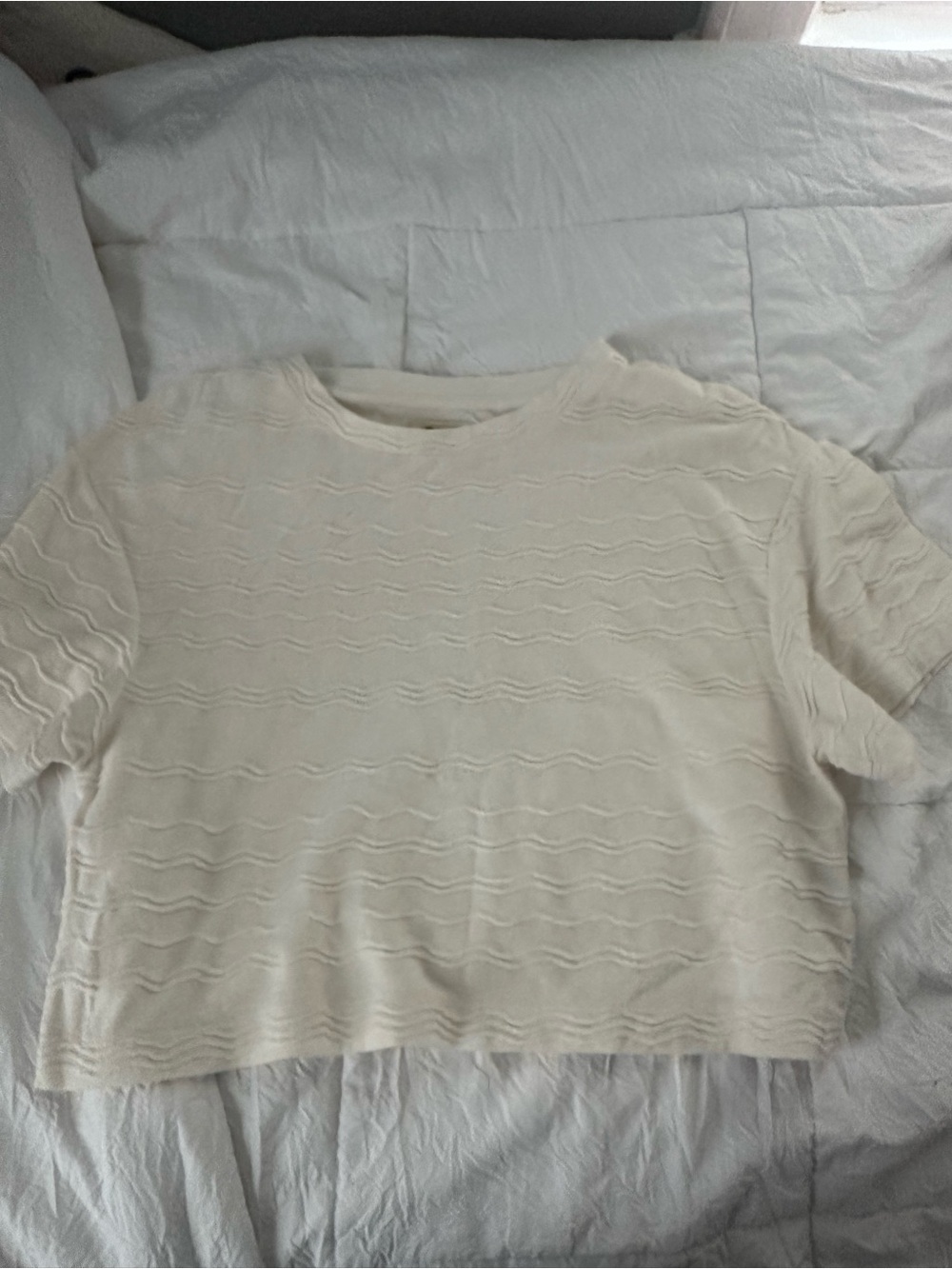 Madewell Cream Textured Short-Sleeve Tee